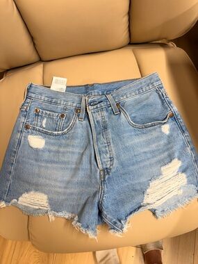 Levi’s 501 Original Denim Shorts Women W27 High Rise Distressed Cutoff